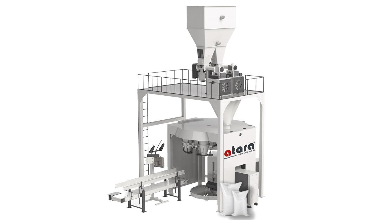Çift Tartım 6 İstasyonlu Carousel Paketleme Makinesi (25-50 KG)